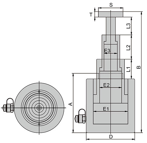Домкрат телескопический грузовой ДТ размеры