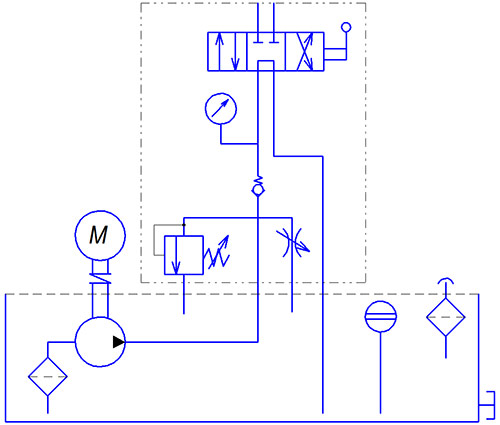 Маслостанция двустороннего действия МГС700-10.0-Р-2-150л-380В - гидравлическая схема