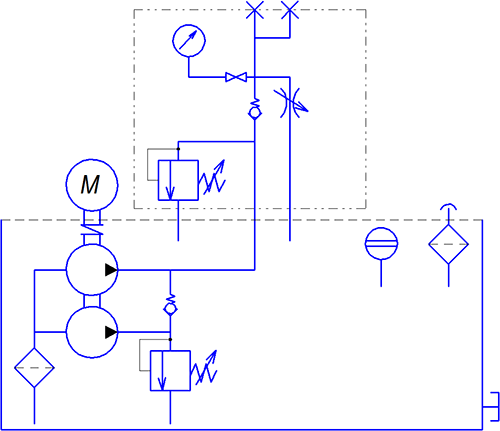Маслостанция сверхвысокого давления МГС 1500-0.11П-Р-1 гидравлическая схема